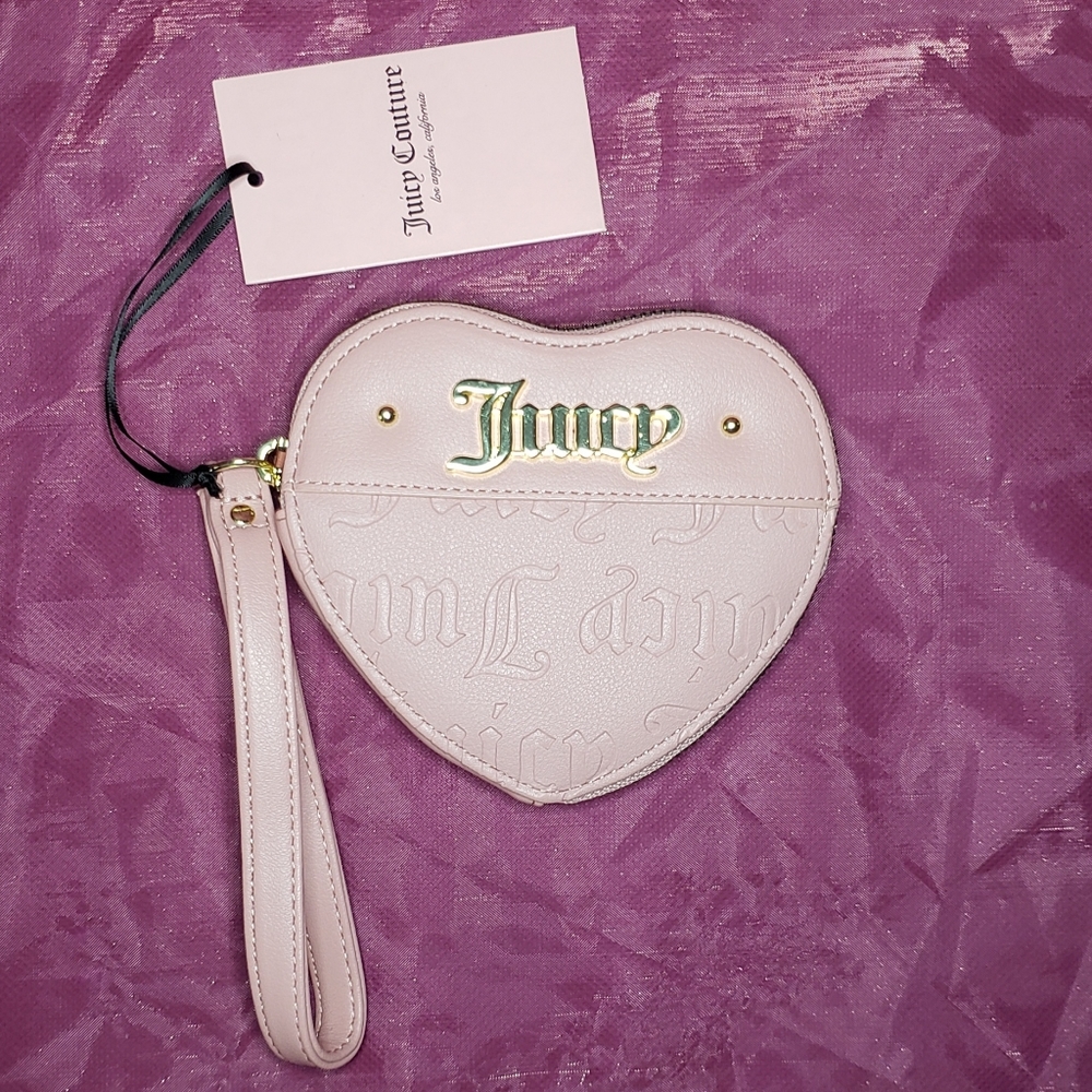 Juicy Couture Deboss Taffy Cool Collar Heart Zip Around